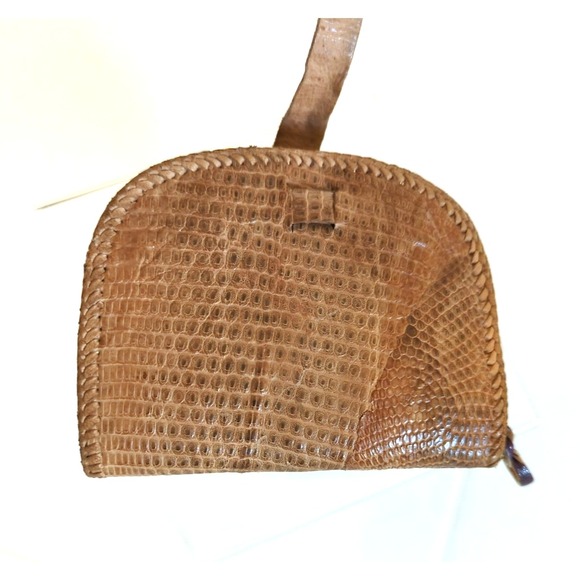 Vintage Rare Crocodile Wallet 1940\'s Handmade Zipped Coin Bills Prairie Unique